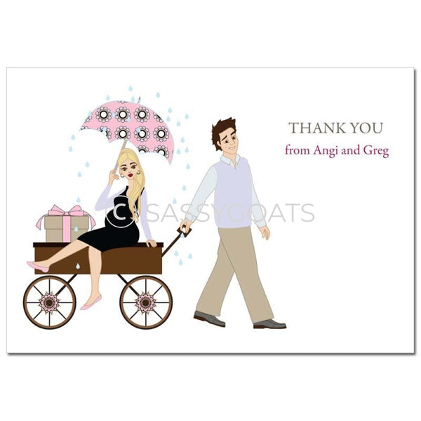 Baby Shower Thank You Card - Wagon Diva Blonde