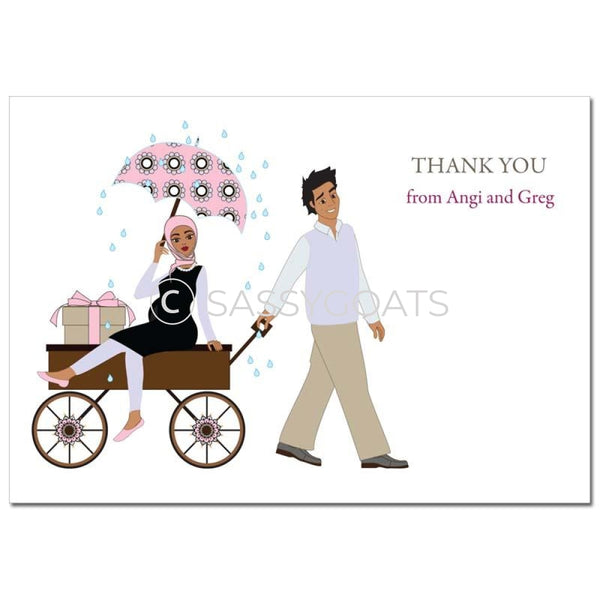 Baby Shower Thank You Card - Wagon Diva Headscarf Hijab