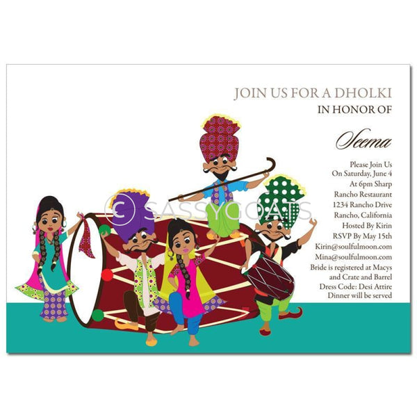 Bridal Shower Dholki Invitation - Bhangra Party Indian