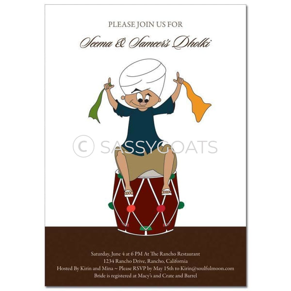 Bridal Shower Dholki Invitation - Dhol Man Indian
