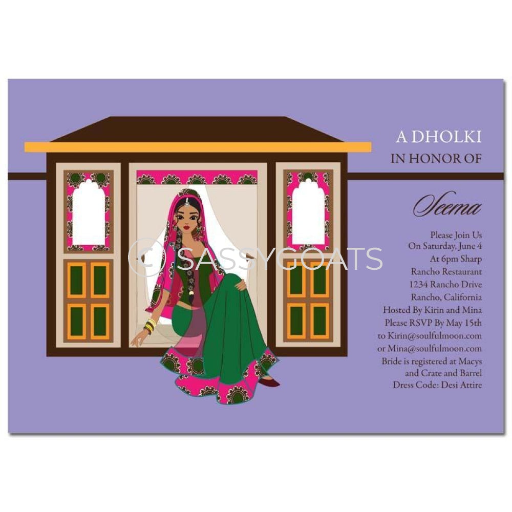 Bridal Shower Dholki Invitation - Doli Bride Indian