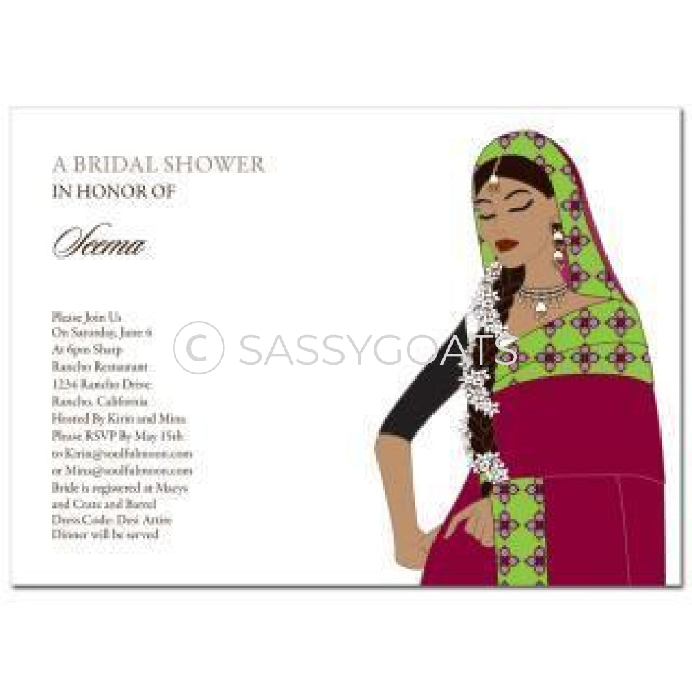 Bridal Shower Dholki Invitation - Gajra Profile Indian