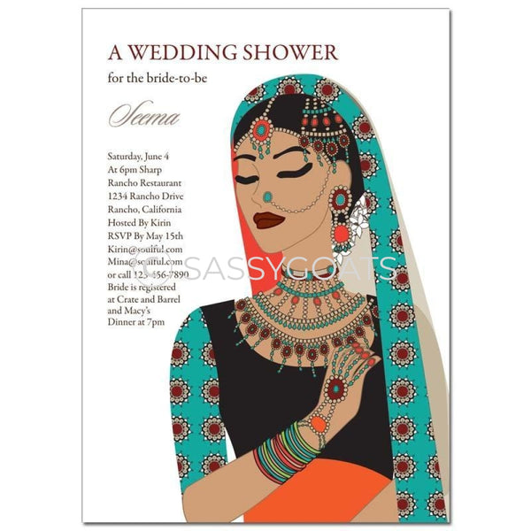 Bridal Shower Dholki Invitation - Maharani Diva Indian