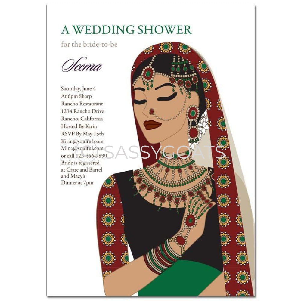 Bridal Shower Dholki Invitation - Maharani Diva Indian