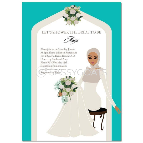 Bridal Shower Invitation - Arch Diva Headscarf Hijab