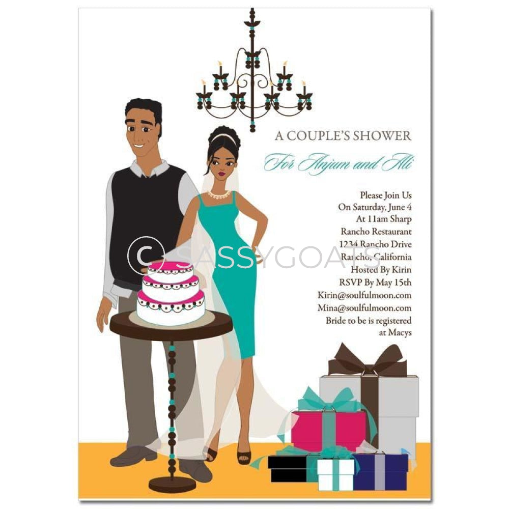 Bridal Shower Invitation - Back To Couple African American