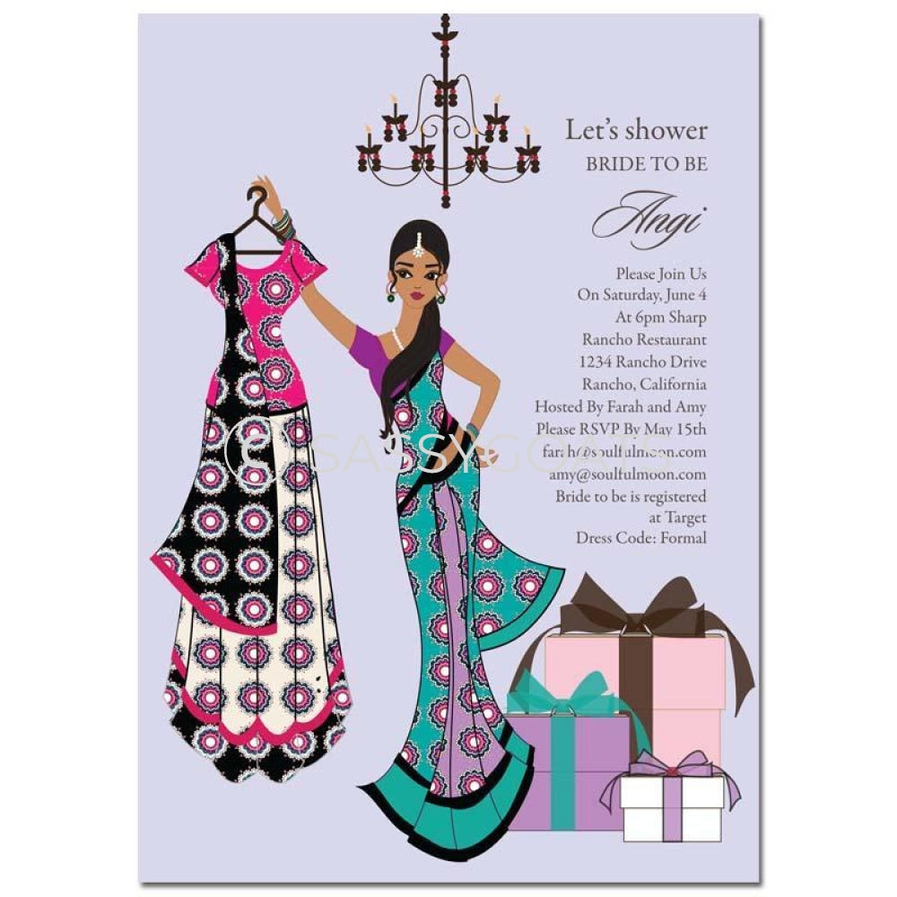 Bridal Shower Invitation - Clothes Indian