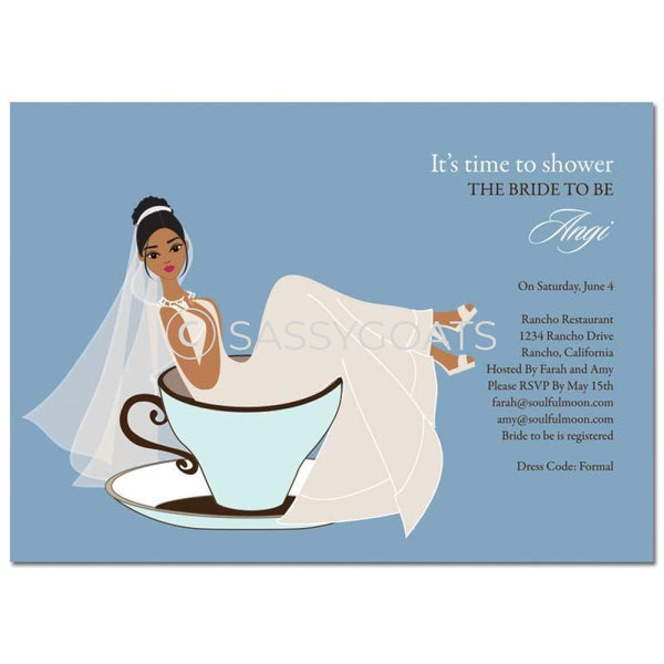 Bridal Shower Invitation - Teacup Bride African American
