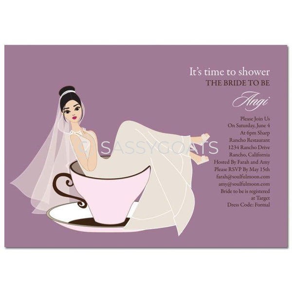 Bridal Shower Invitation - Teacup Bride Brunette
