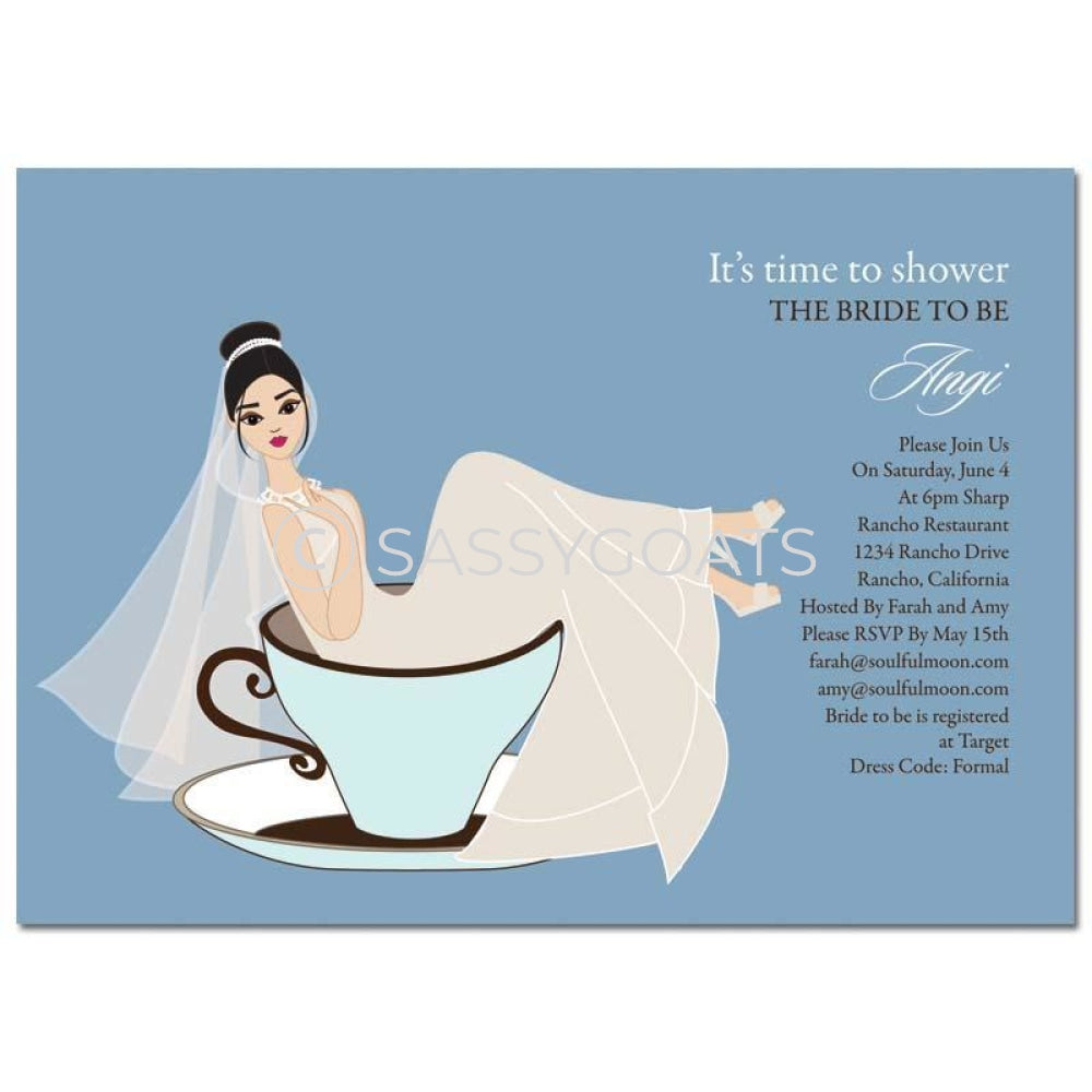 Bridal Shower Invitation - Teacup Bride Brunette