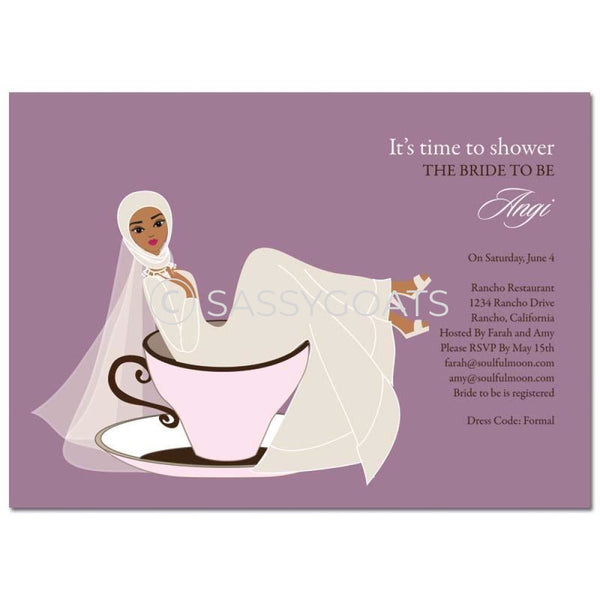 Bridal Shower Invitation - Teacup Bride Headscarf Hijab