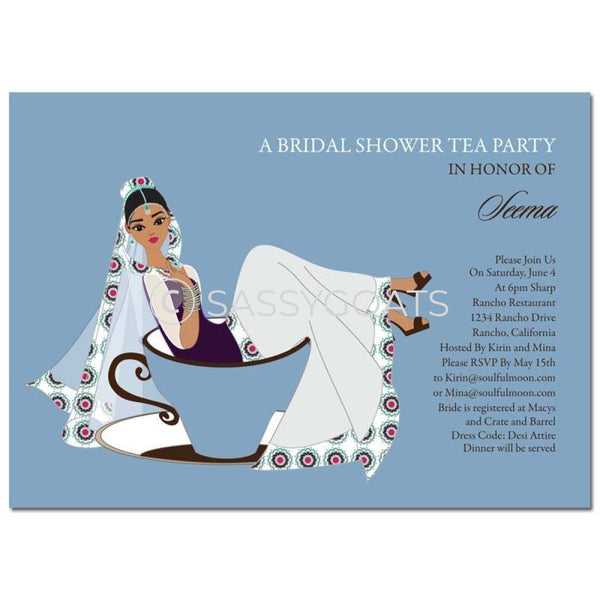 Bridal Shower Invitation - Teacup Bride Indian