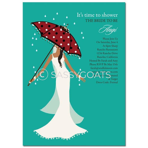 Bridal Shower Invitation - Umbrella Diva African American
