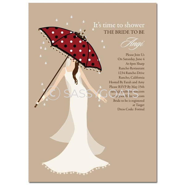 Bridal Shower Invitation - Umbrella Diva Brunette