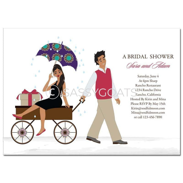 Bridal Shower Invitation - Wagon Diva Brunette