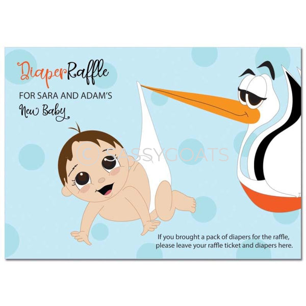 Brunette Baby Shower Games - Stork Dropoff Diaper Raffle