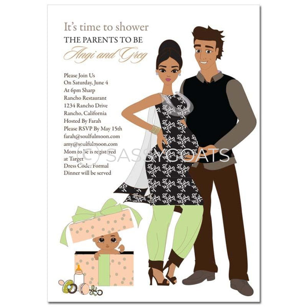 Indian Baby Shower Invitation - Glam Couple