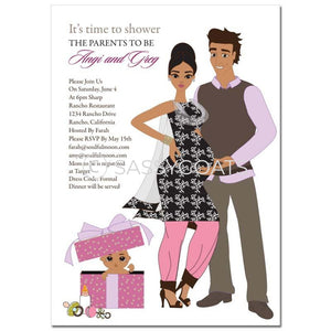 Indian Baby Shower Invitation - Glam Couple