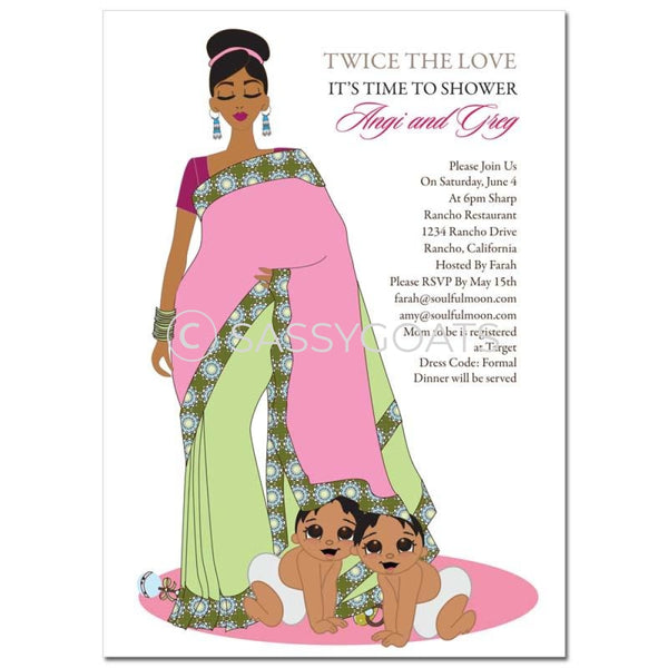 Indian Baby Shower Invitation - Hide And Seek Twins