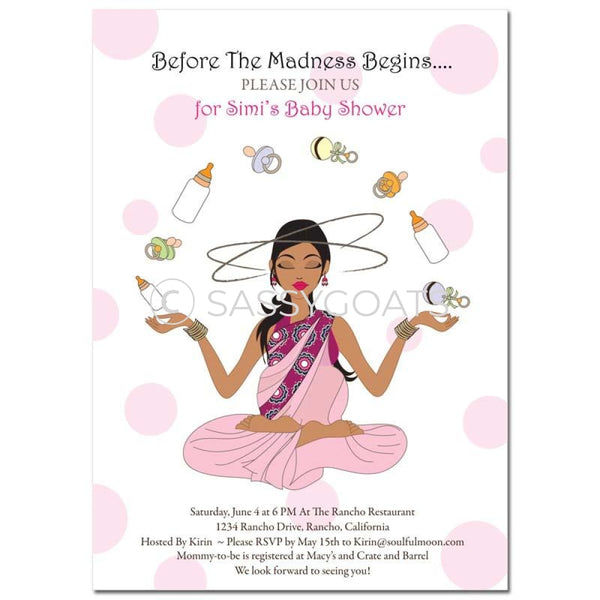 Indian Baby Shower Invitation - Meditating Mommy
