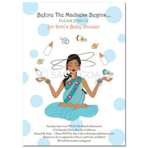 Indian Baby Shower Invitation - Meditating Mommy