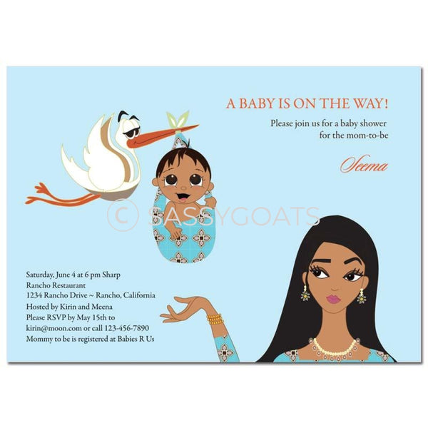 Indian Baby Shower Invitation - Stork Mommy