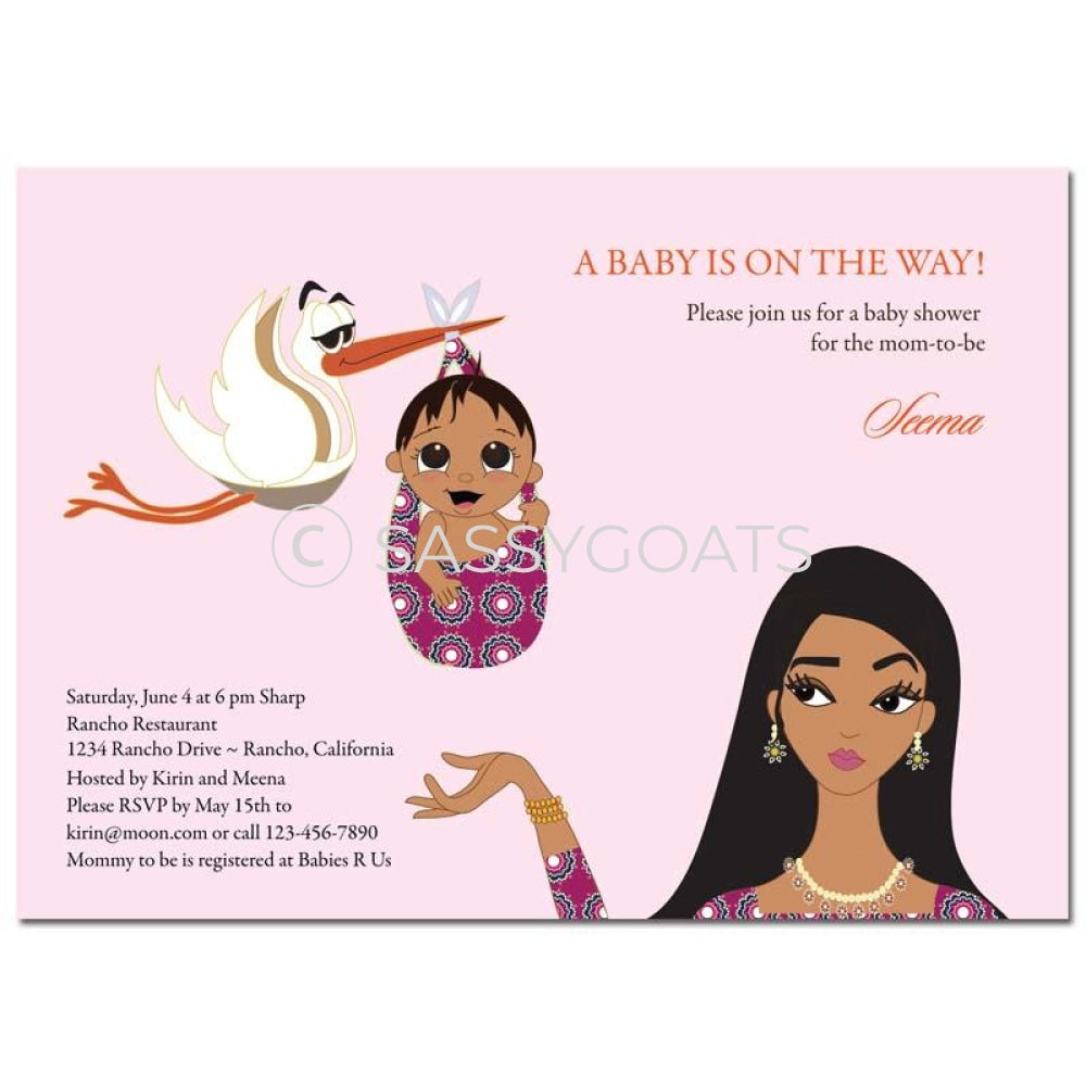 Indian Baby Shower Invitation - Stork Mommy