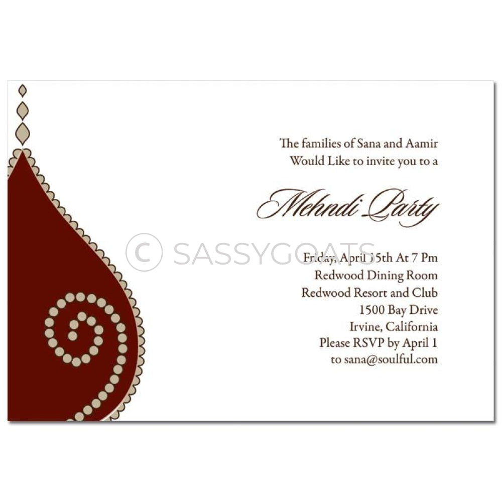 Indian Mehndi Invitation - Henna Teardrops