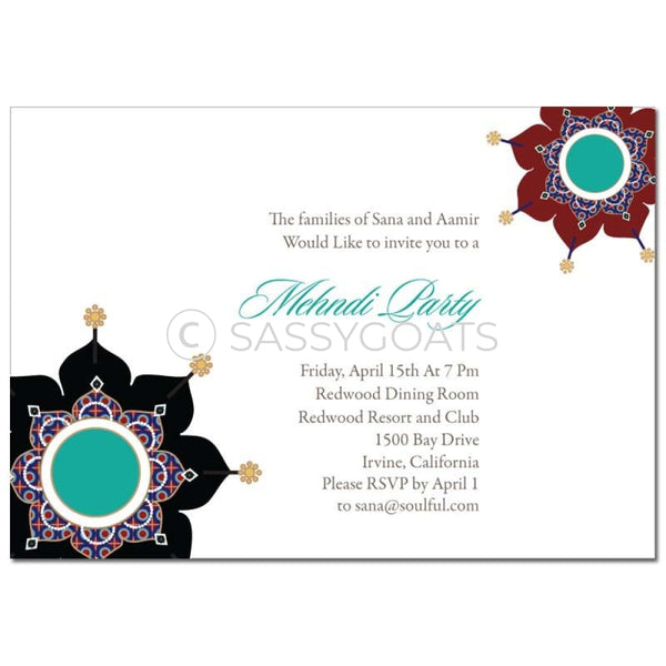 Indian Mehndi Invitation - Sparkly Pendants