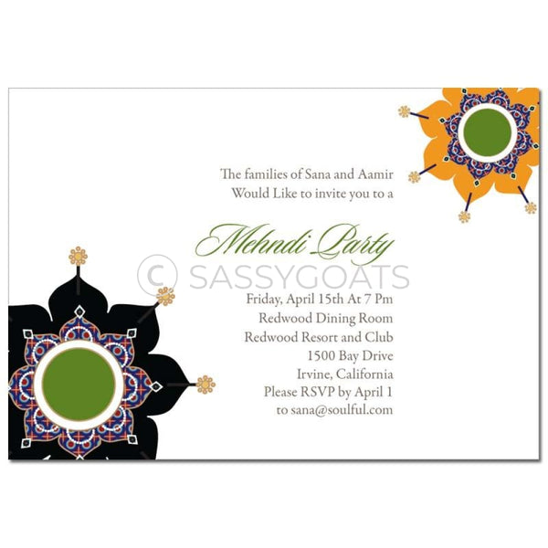 Indian Mehndi Invitation - Sparkly Pendants