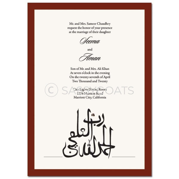 Indian Wedding Invitation - Alhamd