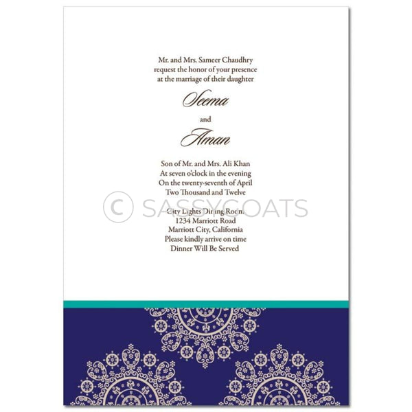 Indian Wedding Invitation - Framed Filigree