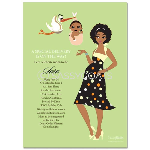 Online Invitation -African American Baby Shower Digital - Spring Delivery