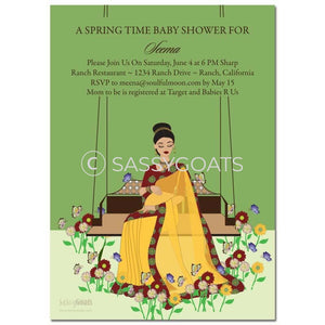 Online Invitation - Indian Baby Shower Digital Spring Swing Diva