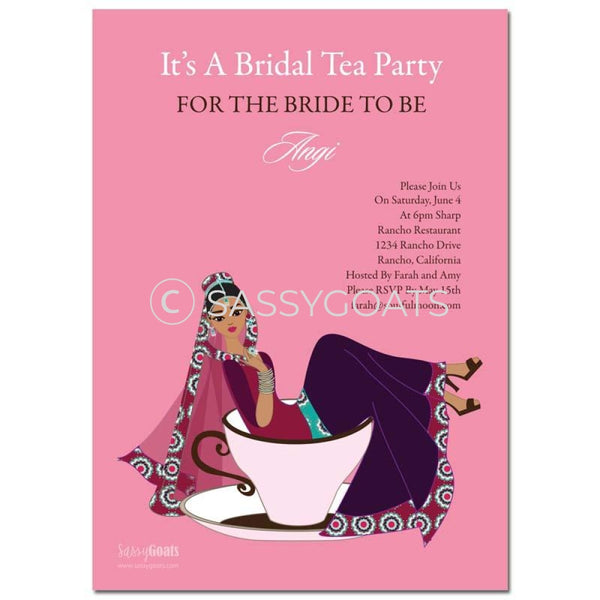 Online Invitation - Indian Bridal Shower Digital Teacup Bride