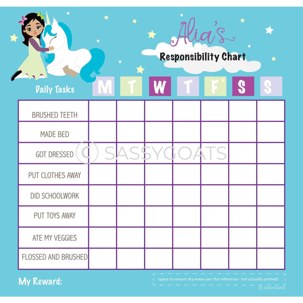 Personalized Chore Chart - Unicorns