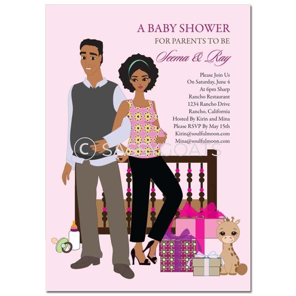 African American Baby Shower Invitation - Back To