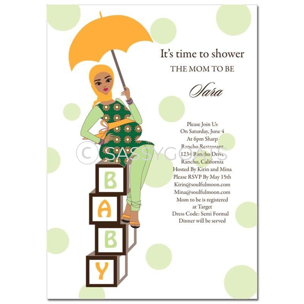 Baby Shower Invitation - Diva Blocks Headscarf Hijab