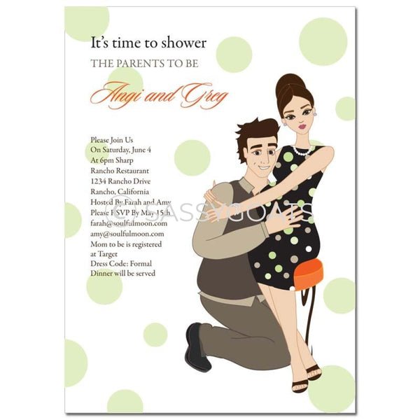 Baby Shower Invitation - Hugs Brunette