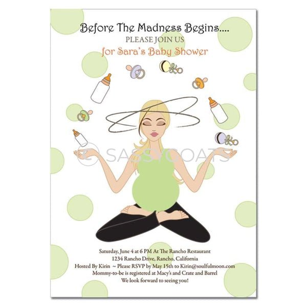 Baby Shower Invitation - Meditating Mommy Blonde