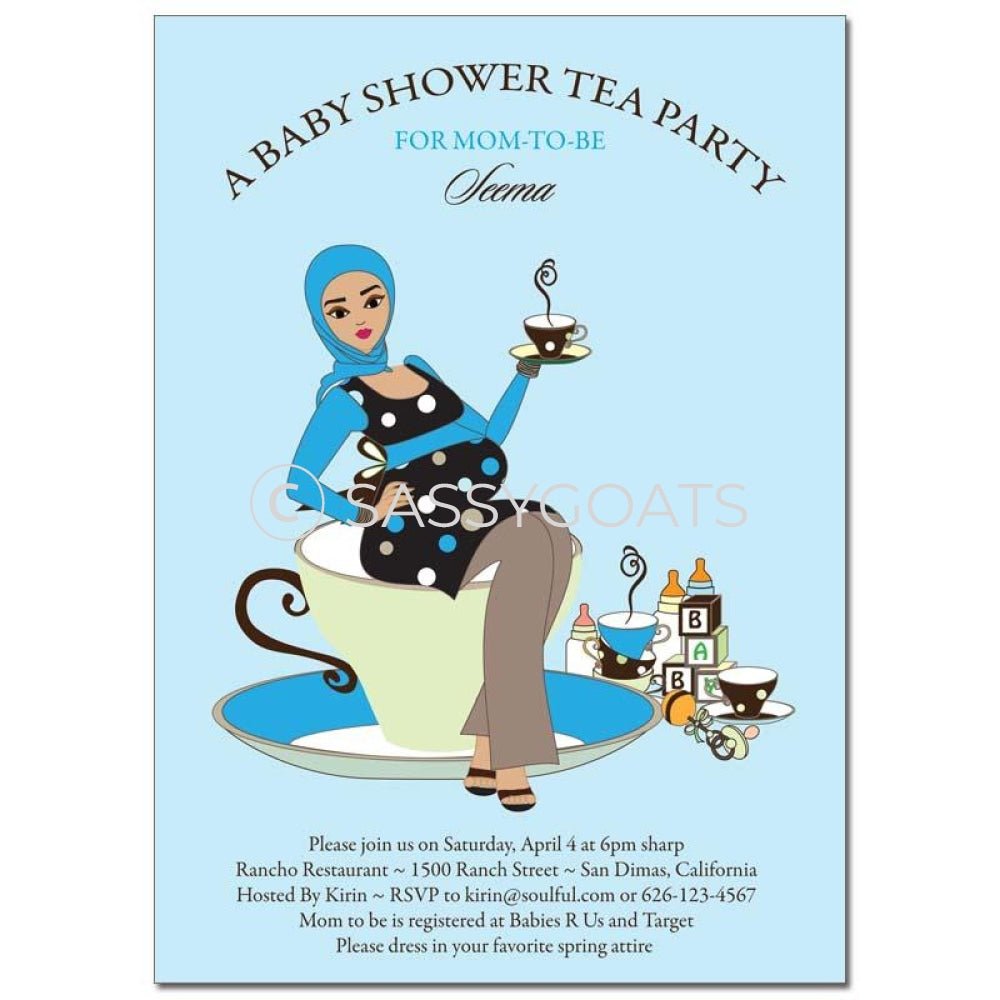 Baby Shower Invitation - Teacup Mommy Headscarf Hijab