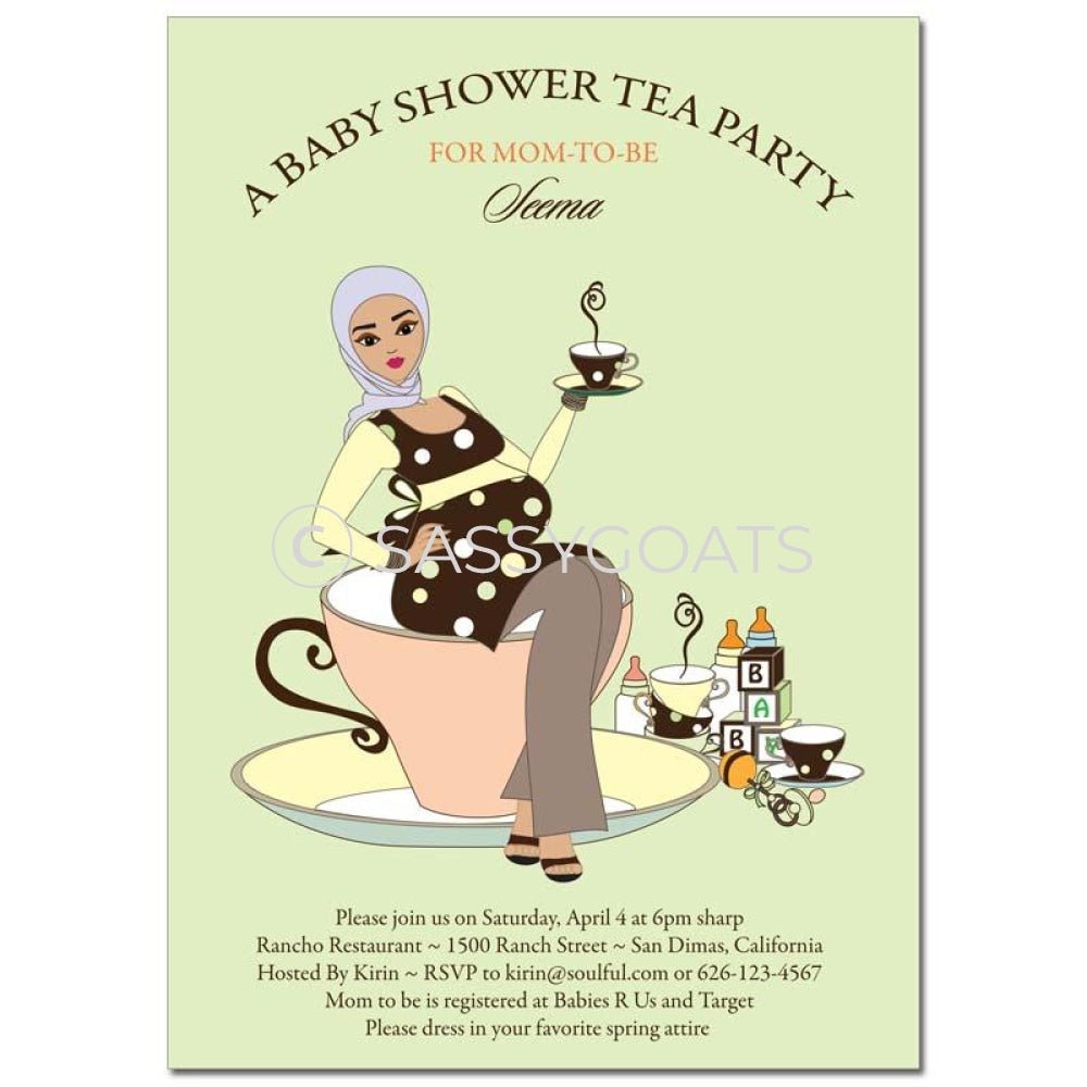 Baby Shower Invitation - Teacup Mommy Headscarf Hijab