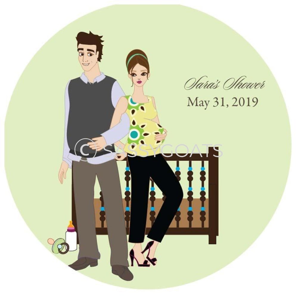 Baby Shower Party And Gift Stickers - Back To Brunette