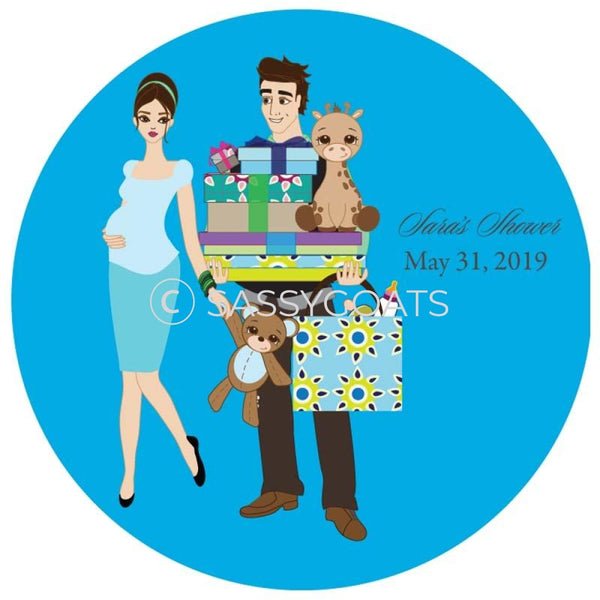 Baby Shower Party And Gift Stickers - Bounty Brunette