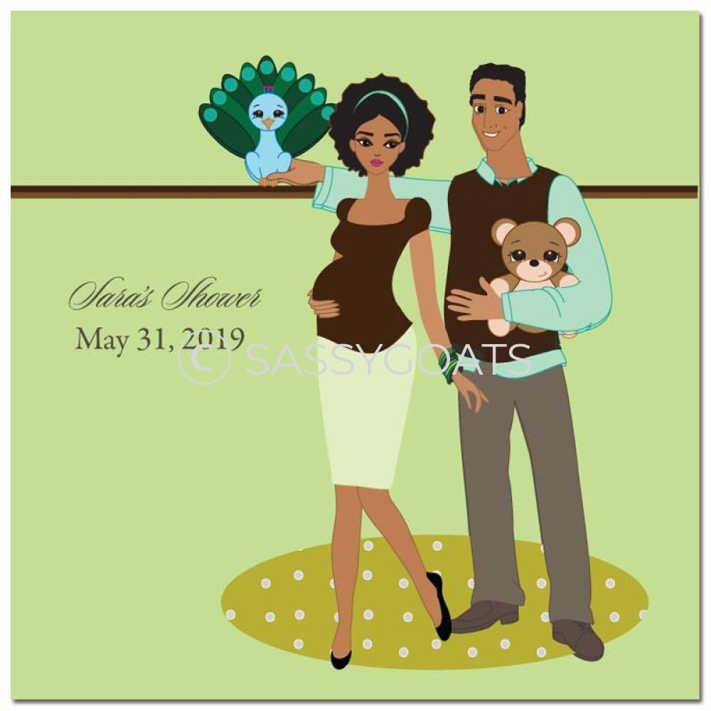 Baby Shower Party And Gift Stickers - Shelf African American