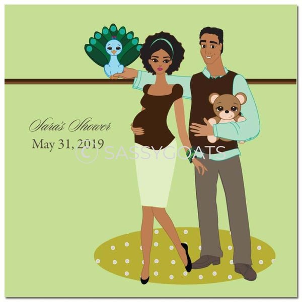 Baby Shower Party And Gift Stickers - Shelf African American
