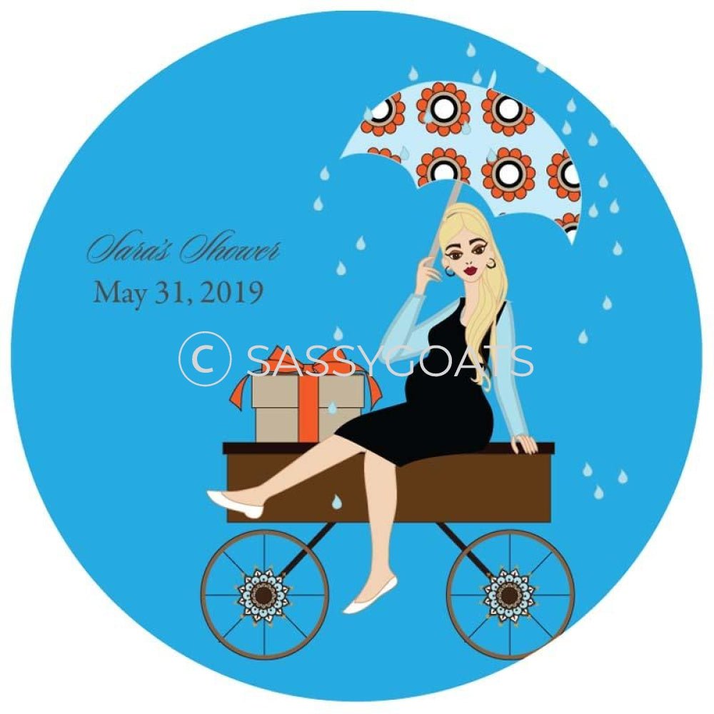 Baby Shower Party And Gift Stickers - Wagon Diva Blonde