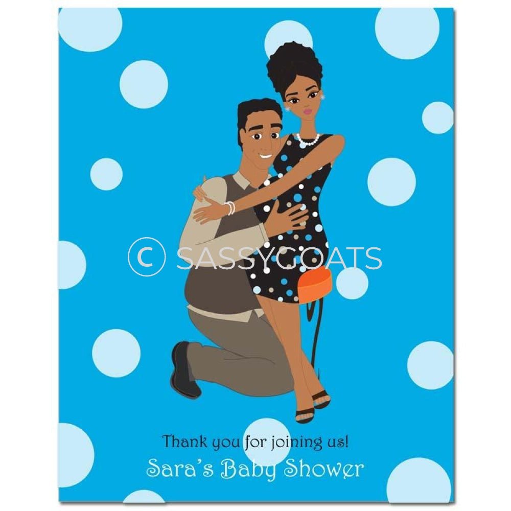 Baby Shower Party Poster - Couple Hugs African American