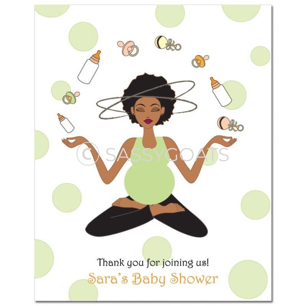 Baby Shower Party Poster - Meditating Mommy African American