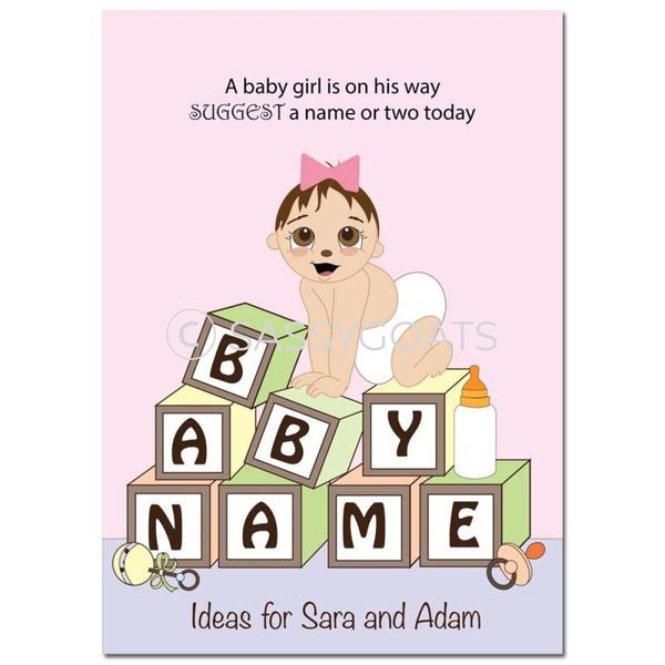 Brunette Baby Shower Games - Blocks Name Suggestions